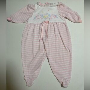 Vintage Pink Striped Baby Romper